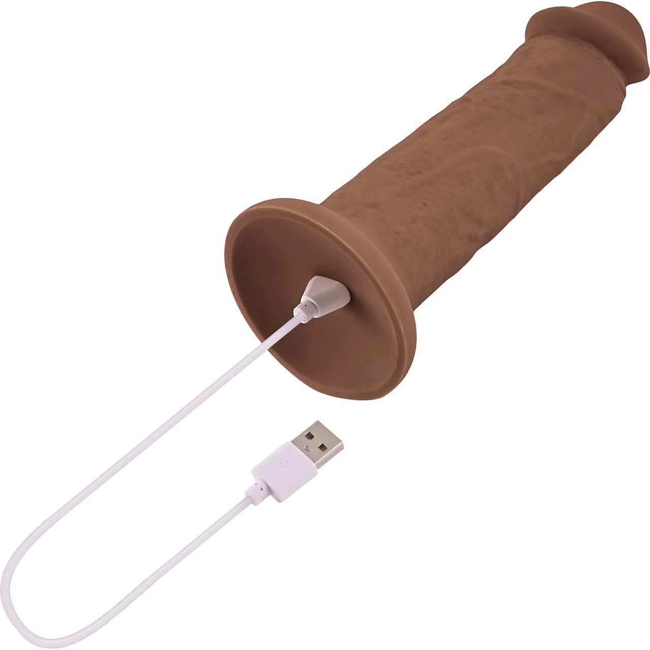 Girthy Vibrating Rechargeable Waterproof 7" Silicone Suction Cup Dildo By Evolved Novelties - Caramel - Image 5