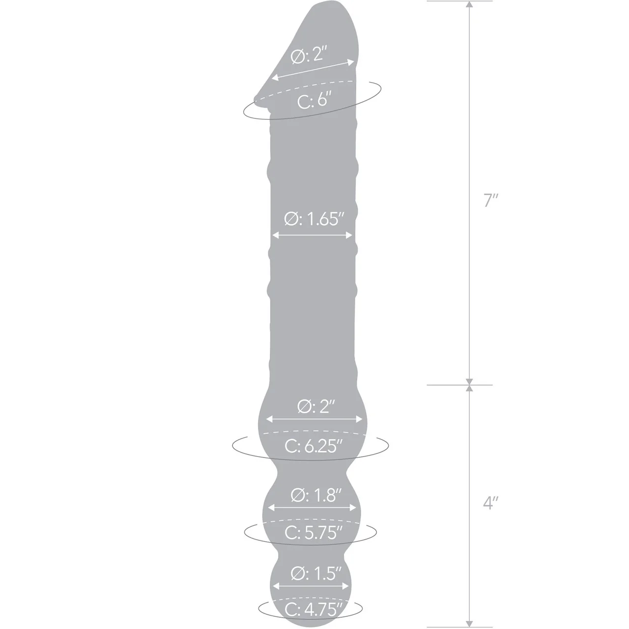 Gläs 11.5" Double Ended Glass Dildo With Anal Beads - Clear - Image 4