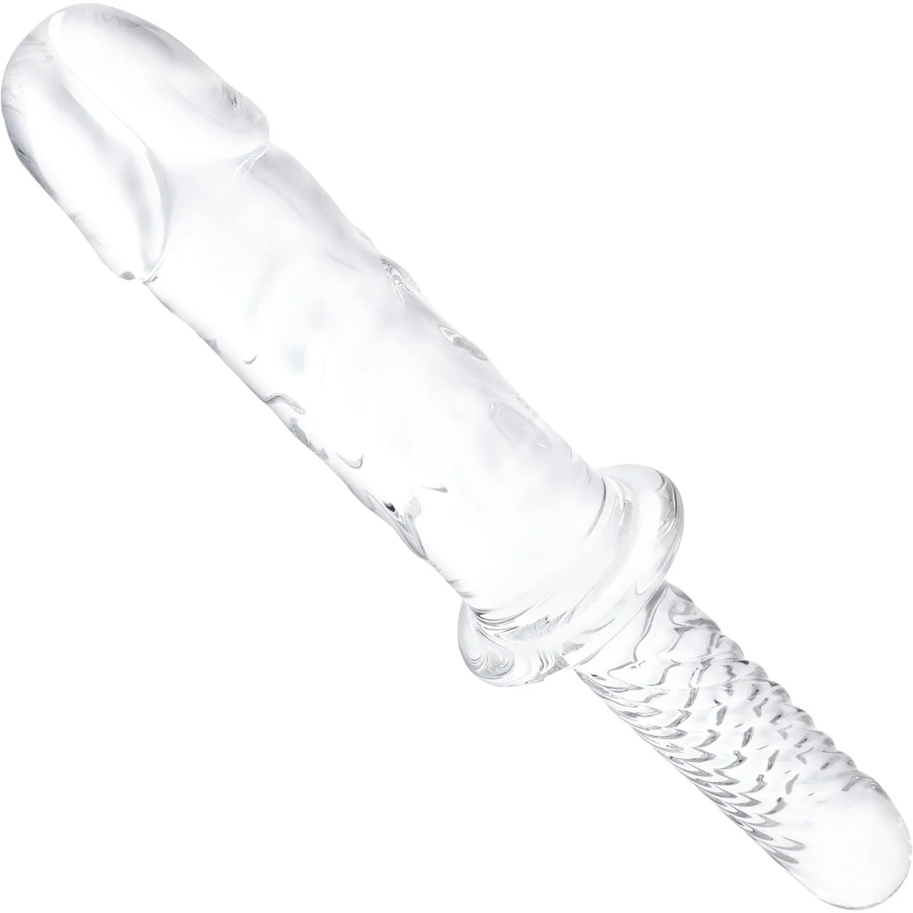 Gläs 11" Girthy Cock Double Ended Glass Dildo With Handle - Clear - Image 3