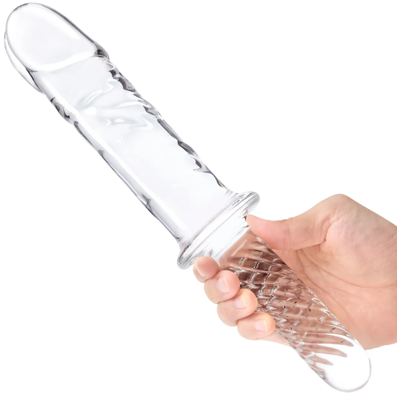Gläs 11" Girthy Cock Double Ended Glass Dildo With Handle - Clear - Image 4