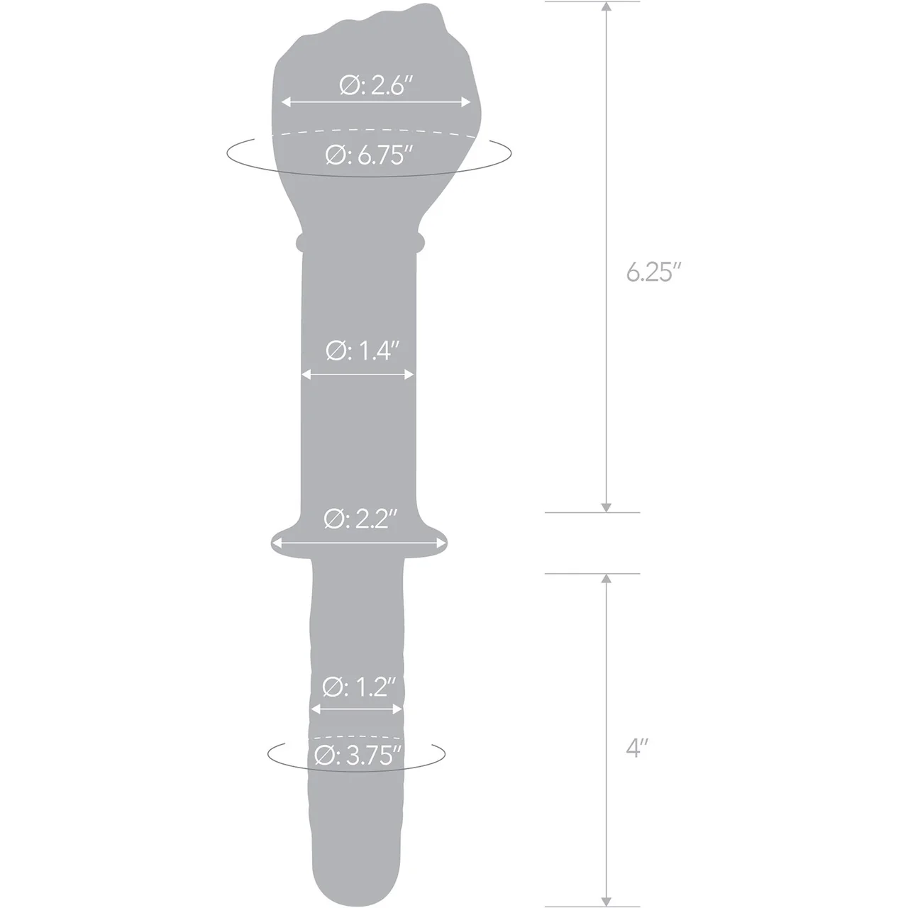 Gläs 11" Glass Fist Double Ended Dildo With Handle - Clear & Blue - Image 5