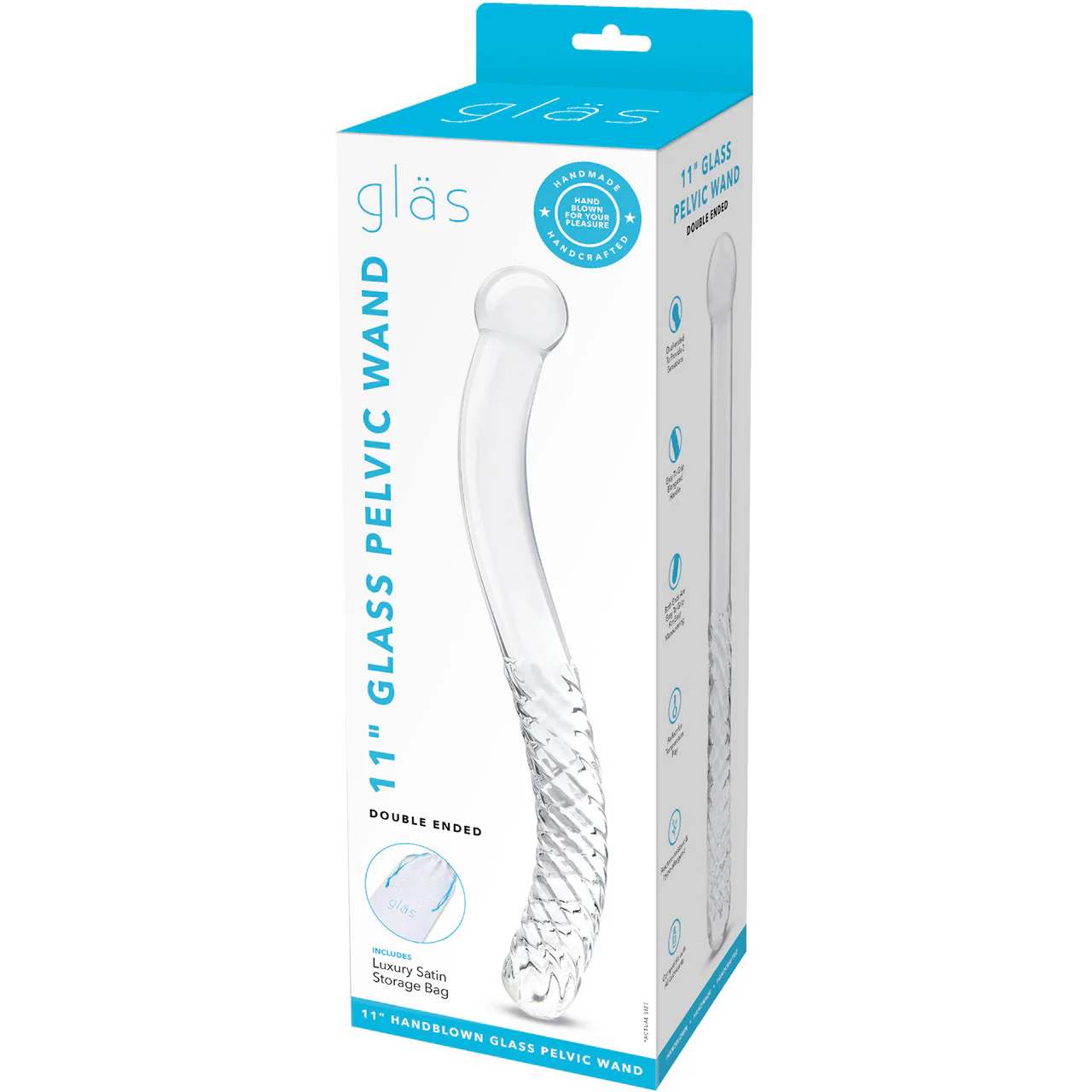 Gläs 11" Glass Pelvic Wand Double Ended Dildo - Clear - Image 6