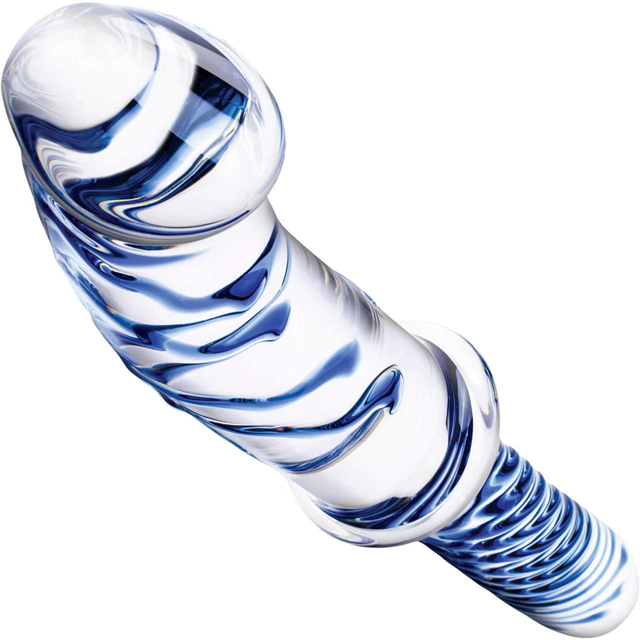 Gläs 11" Realistic Double Ended Glass Dildo - Clear & Blue - Image 2