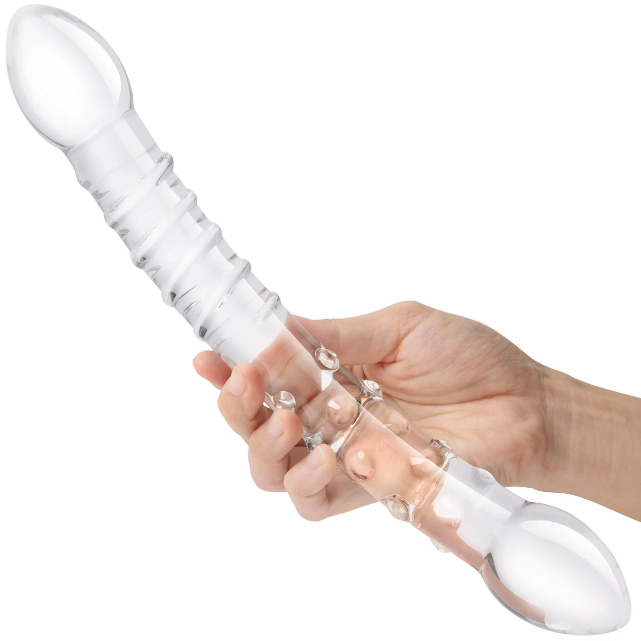Gläs 12" Girthy Double Trouble Double Sided Glass Dildo - Clear - Image 2