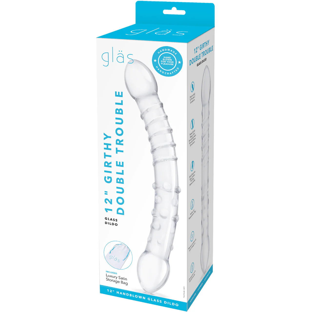 Gläs 12" Girthy Double Trouble Double Sided Glass Dildo - Clear - Image 6