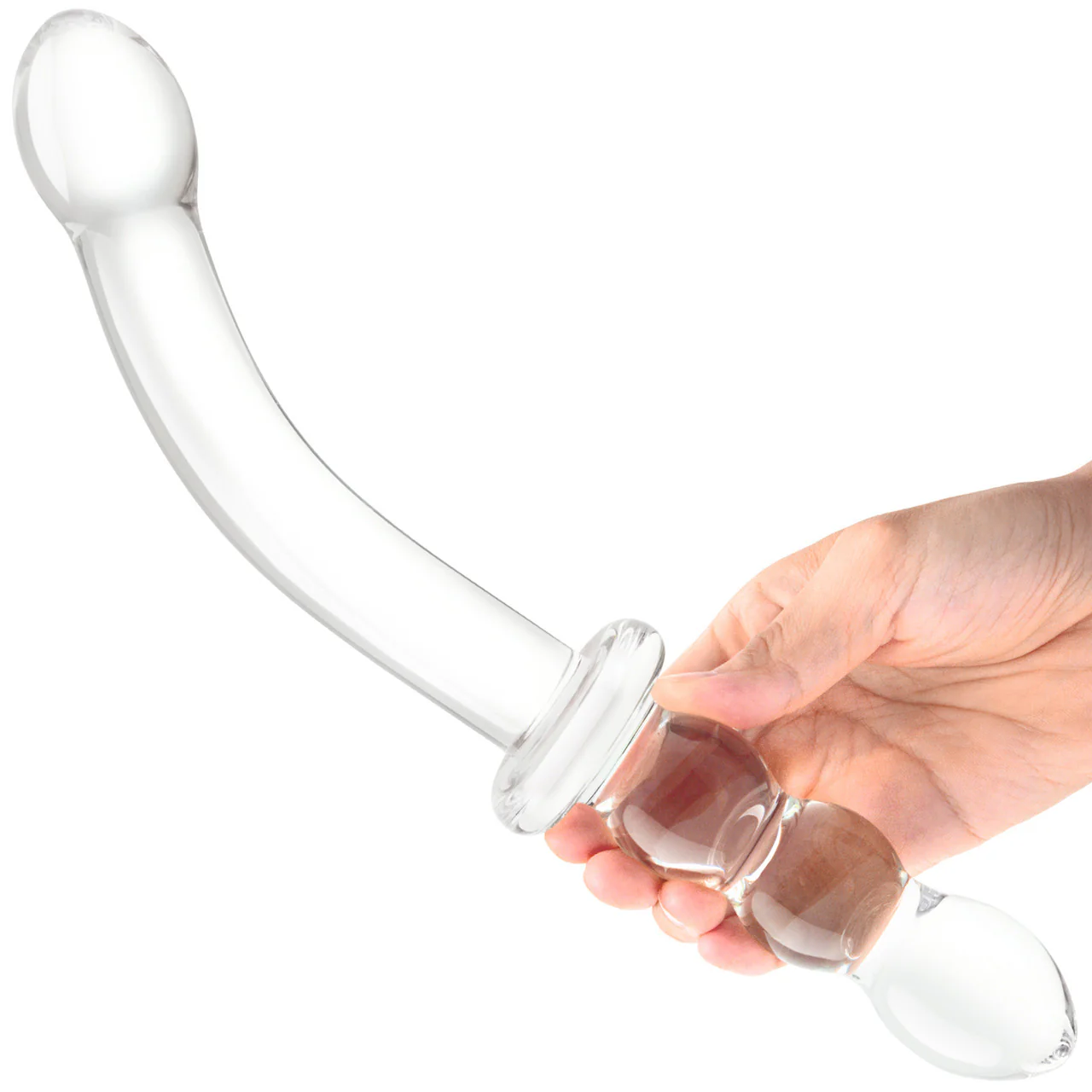 Gläs 12" Girthy Ribbed G-Spot Glass Dildo - Clear - Image 2