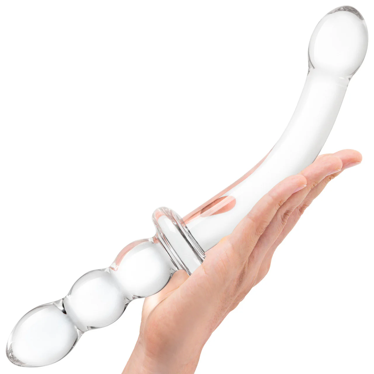Gläs 12" Girthy Ribbed G-Spot Glass Dildo - Clear - Image 4
