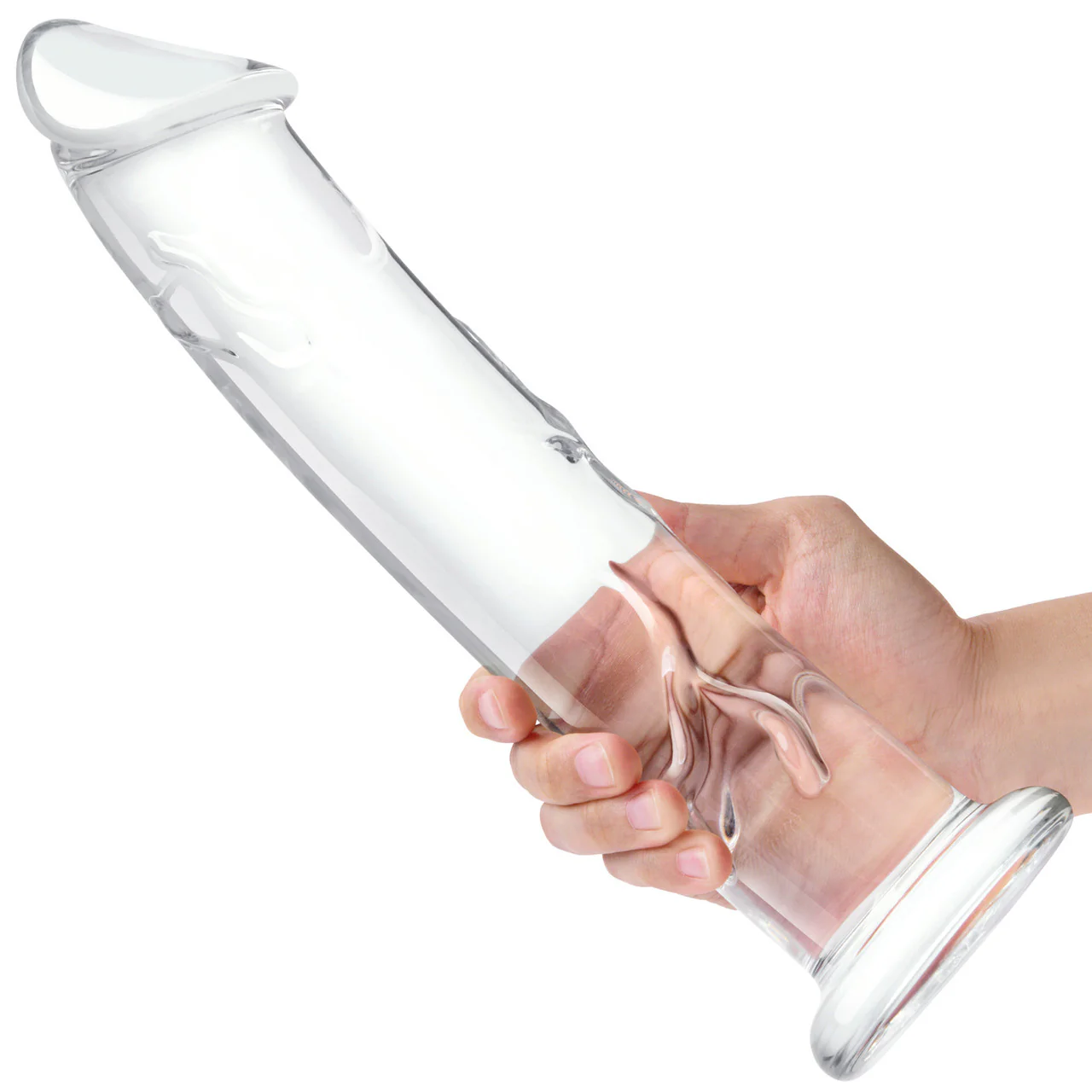 Gläs 12" Glass Dildo With Veins & Flat Base - Clear - Image 2