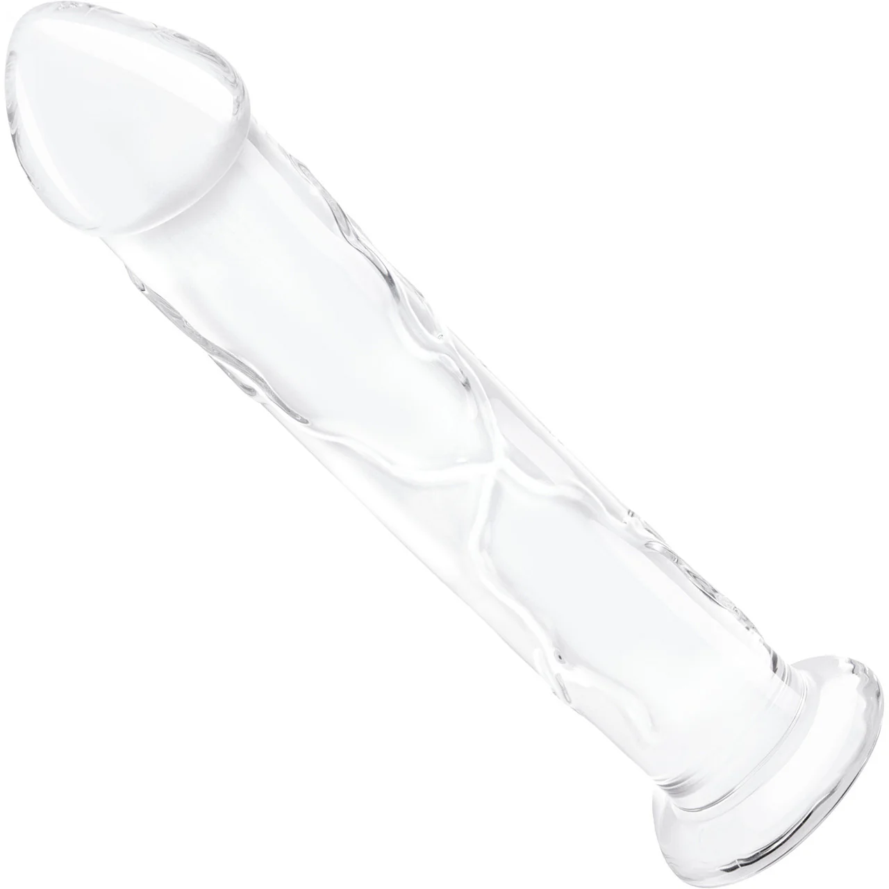 Gläs 12" Glass Dildo With Veins & Flat Base - Clear - Image 3