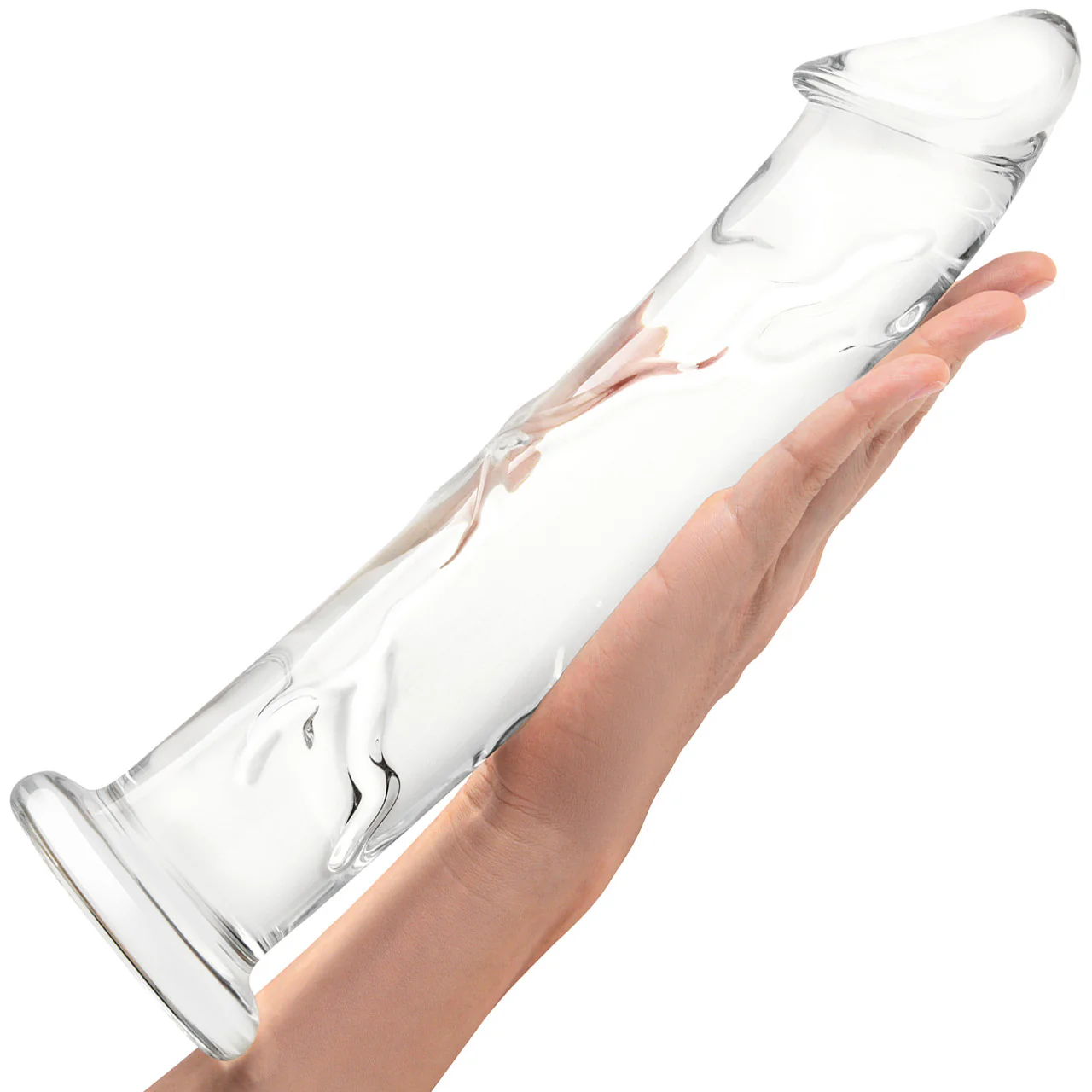 Gläs 12" Glass Dildo With Veins & Flat Base - Clear - Image 4