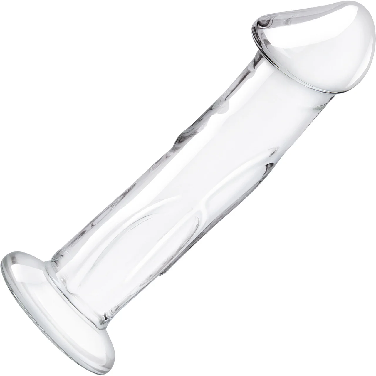 Gläs 6" Glass Dildo With Veins & Flat Base - Clear