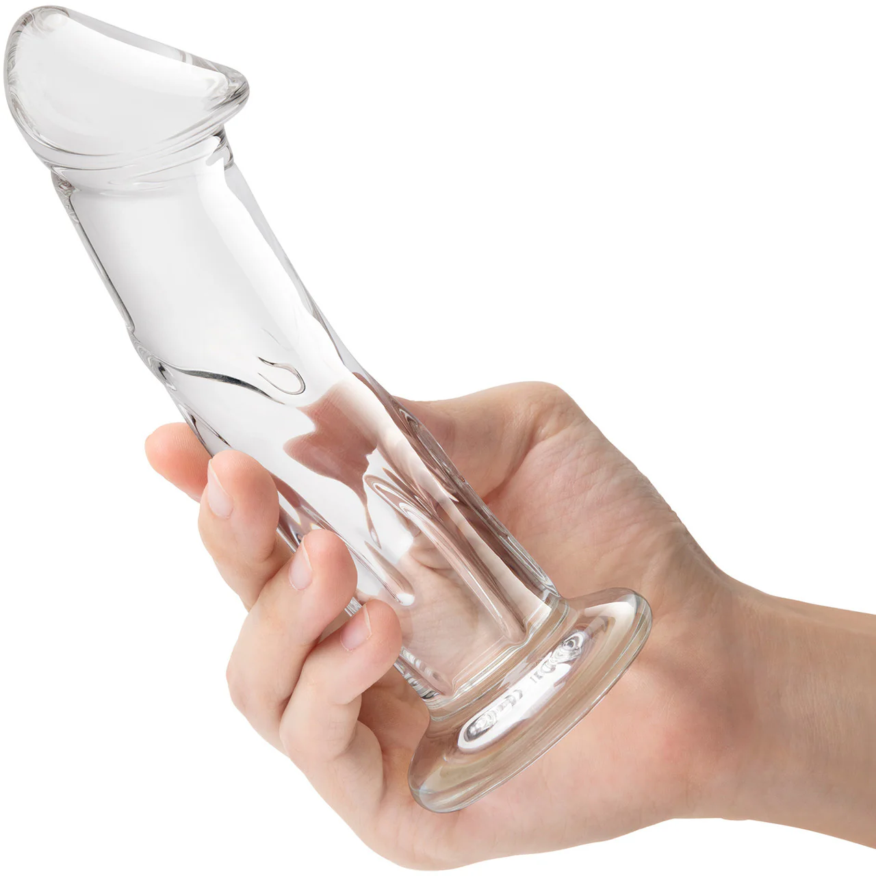 Gläs 6" Glass Dildo With Veins & Flat Base - Clear - Image 2