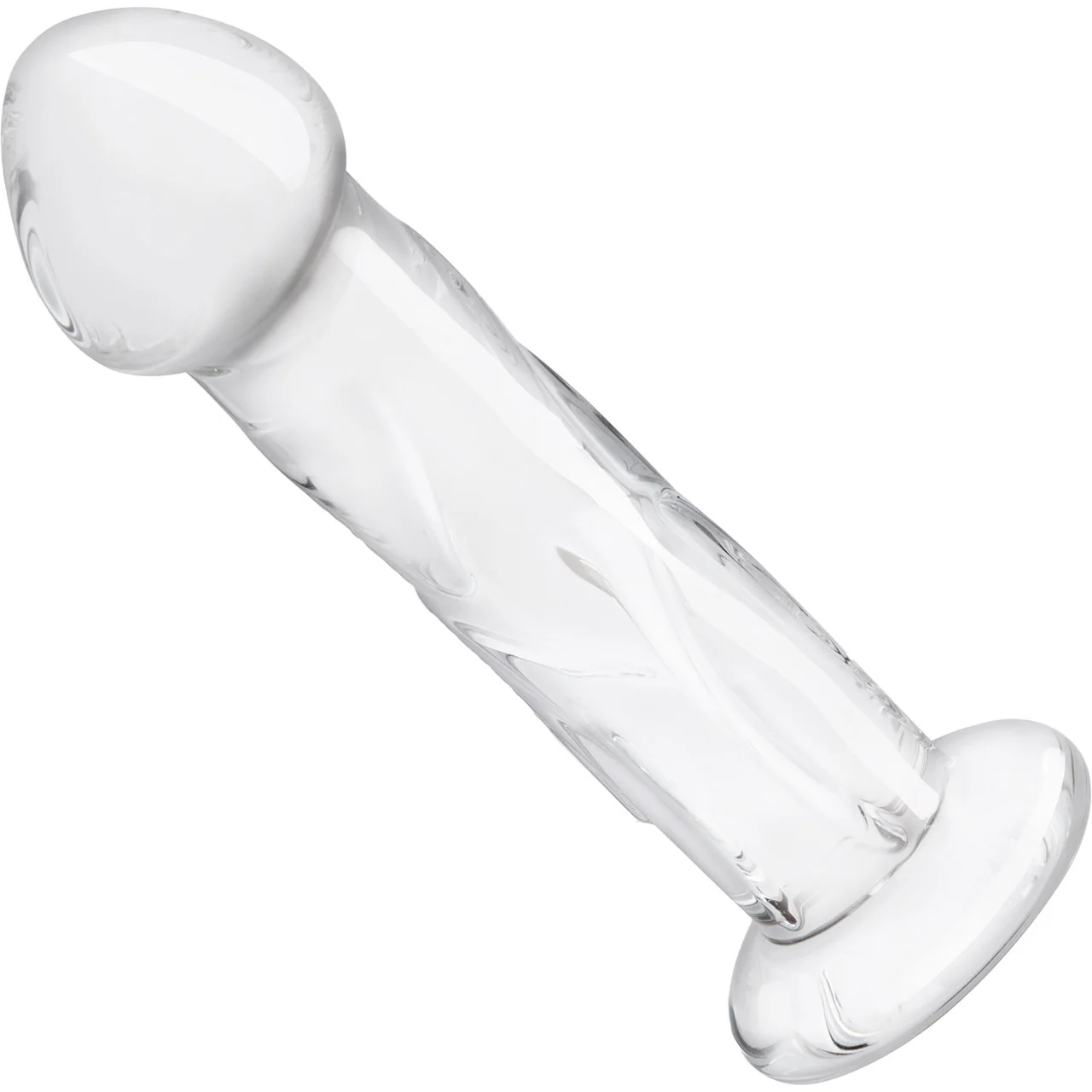 Gläs 6" Glass Dildo With Veins & Flat Base - Clear - Image 3