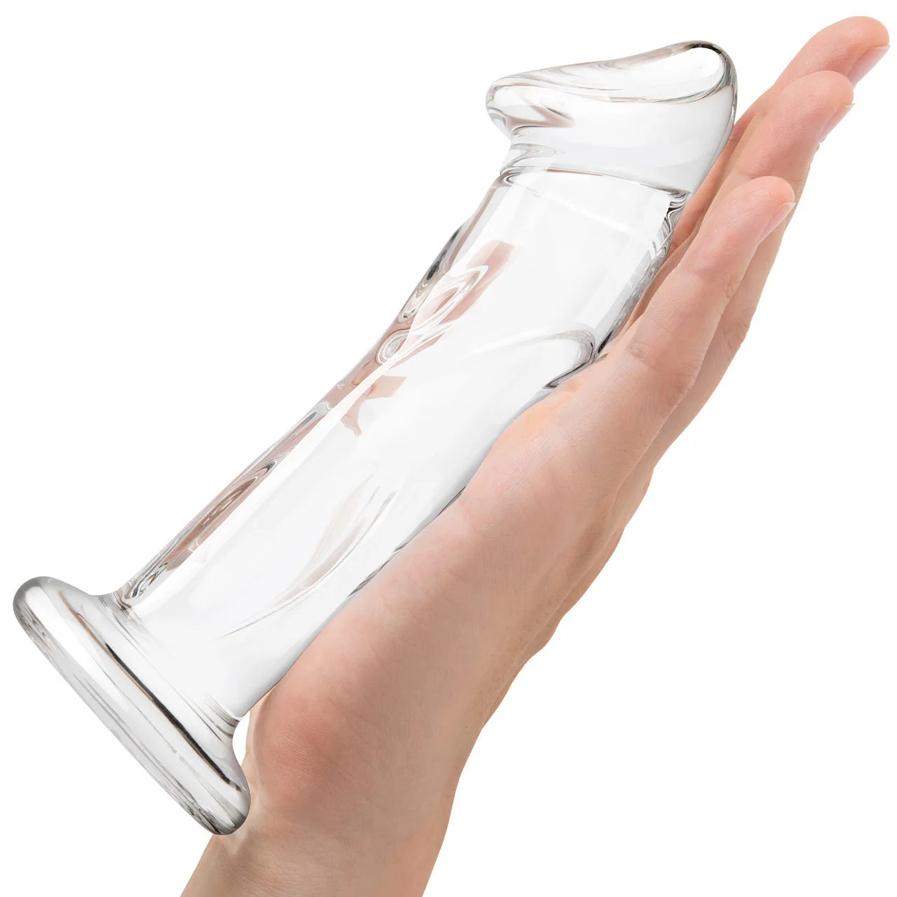 Gläs 6" Glass Dildo With Veins & Flat Base - Clear - Image 4