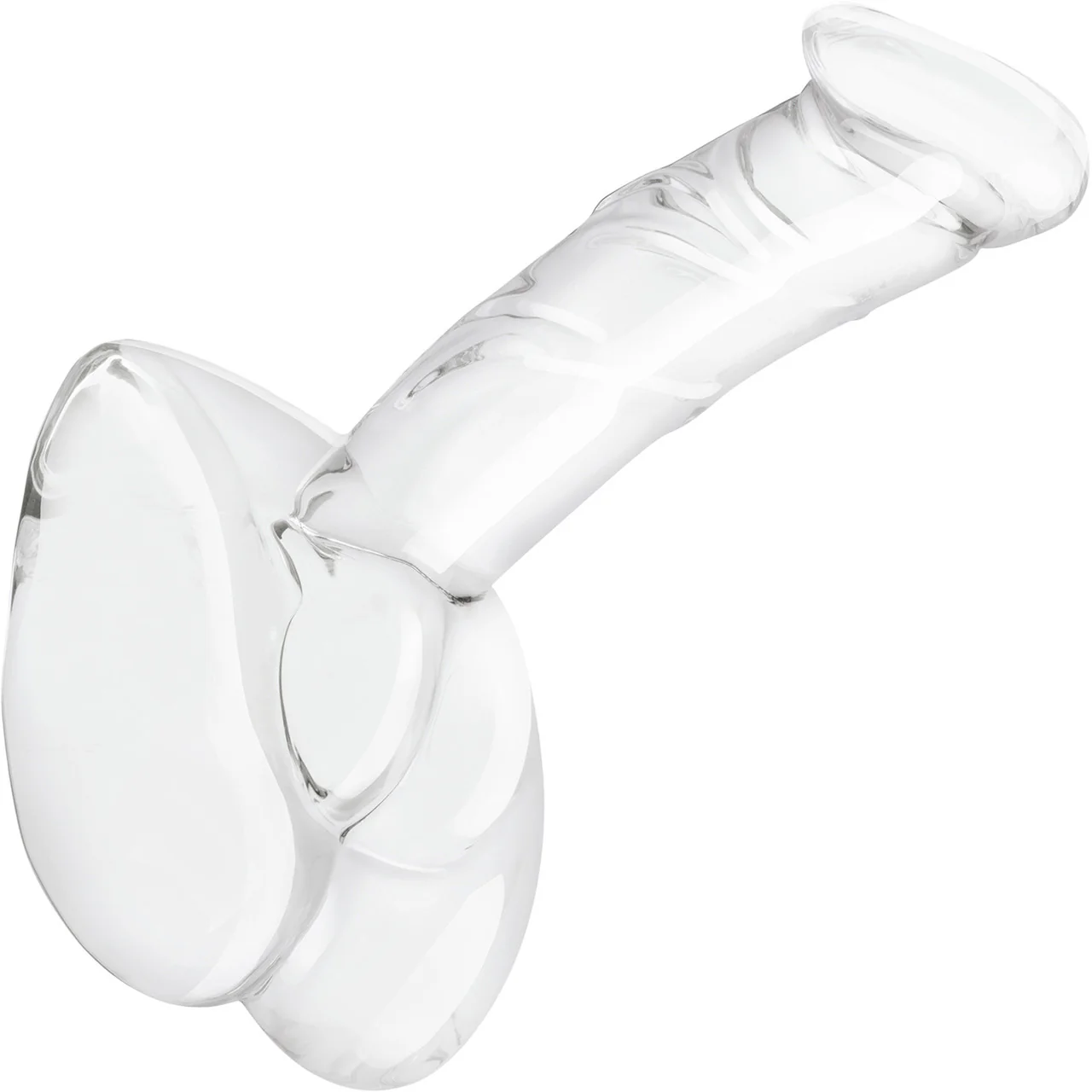 Gläs 7.5" Rideable Standing Glass Cock Dildo With Stability Base & Balls - Clear - Image 3