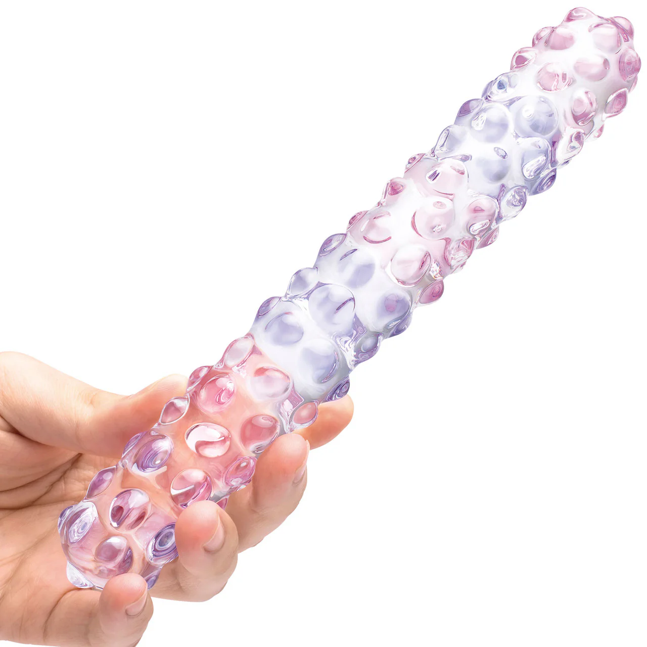 Gläs 9" Purple Rose Double Ended Nubby Glass Dildo - Image 3