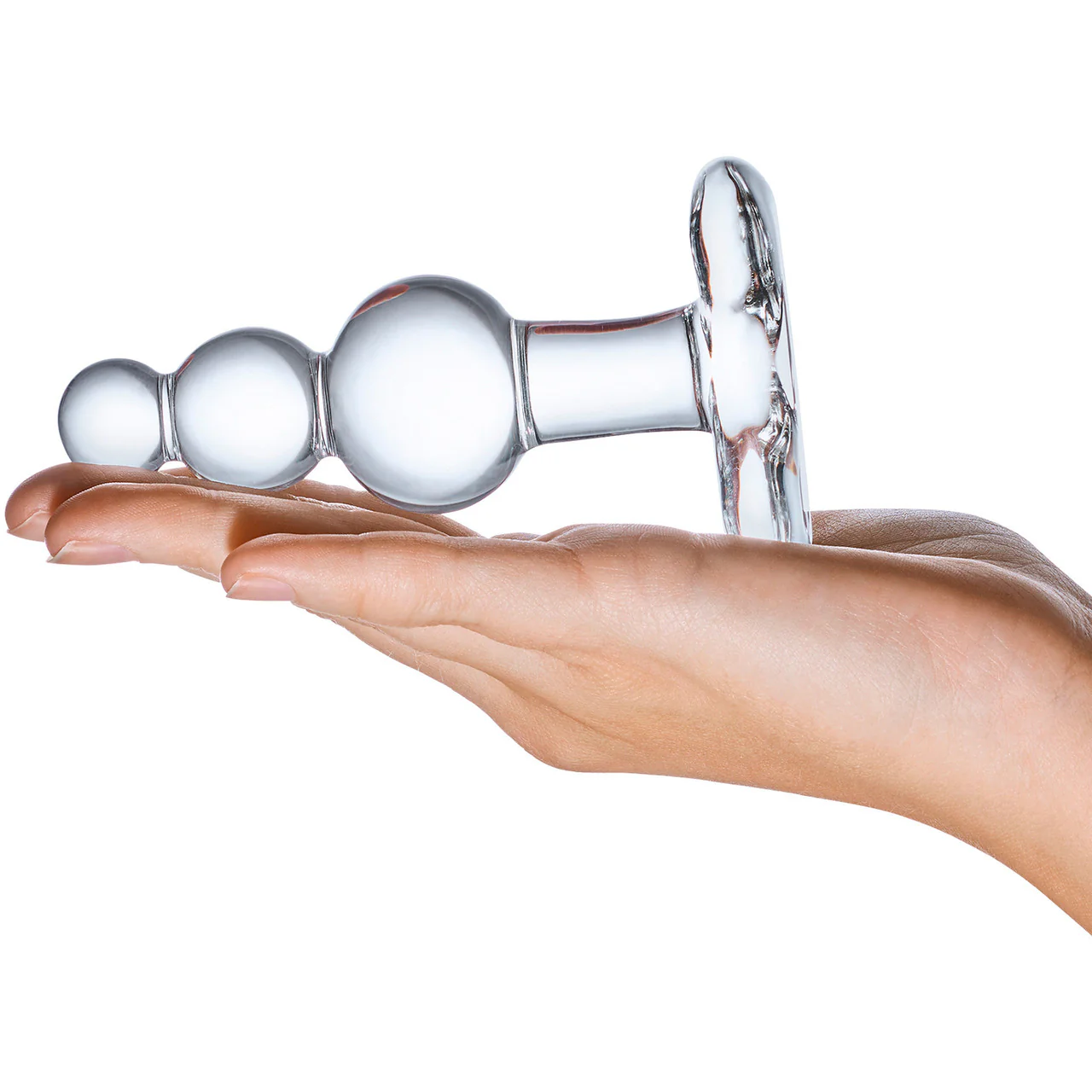 Gläs Beaded Glass Butt Plug With Tapered Base - Clear - Image 3