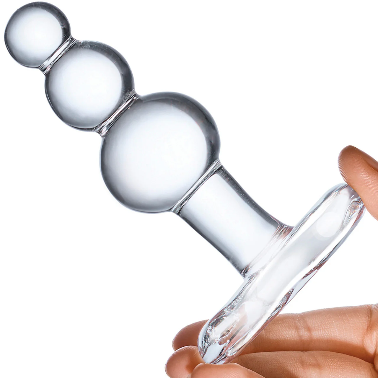 Gläs Beaded Glass Butt Plug With Tapered Base - Clear - Image 4