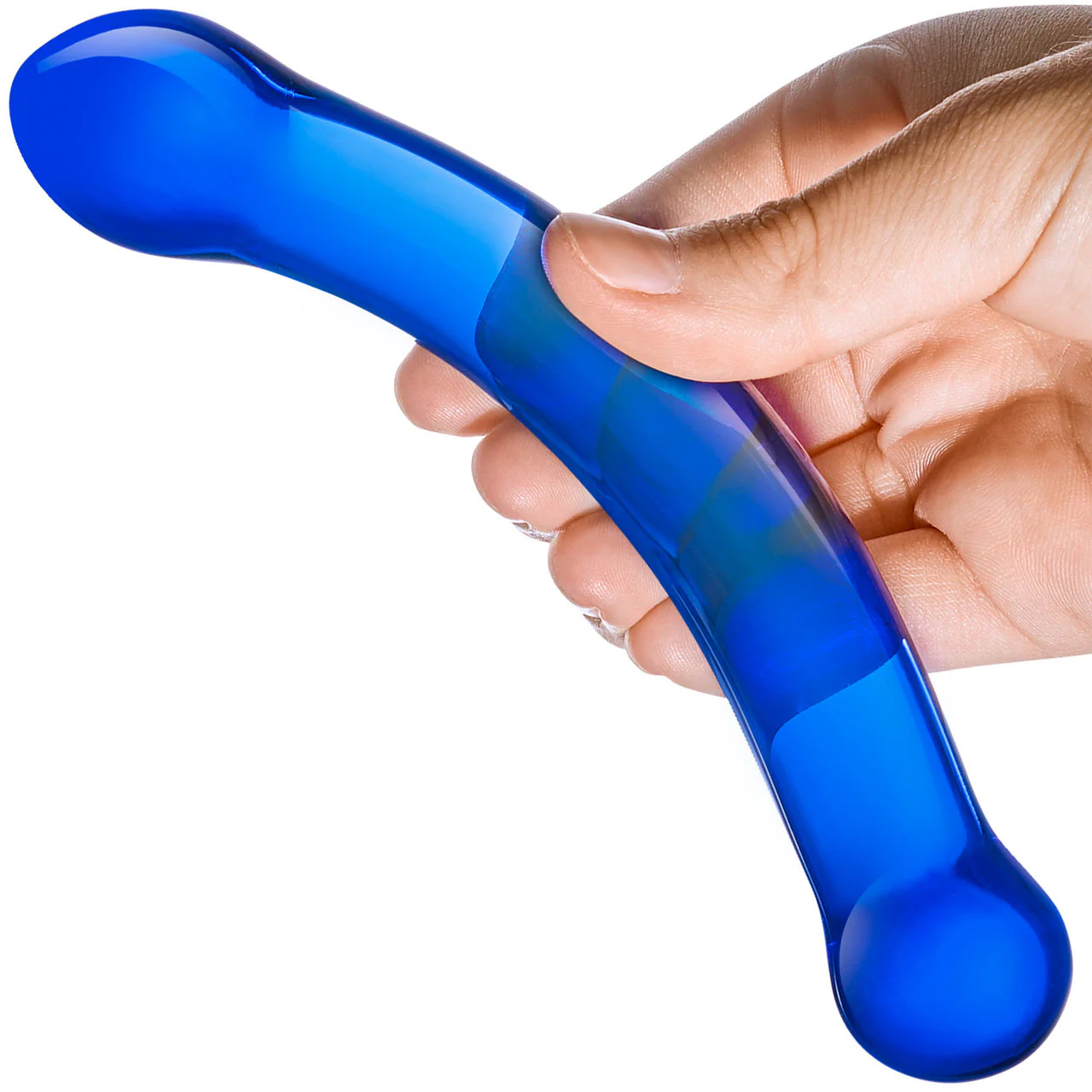Gläs Curved Glass G-Spot Dildo - Blue - Image 3