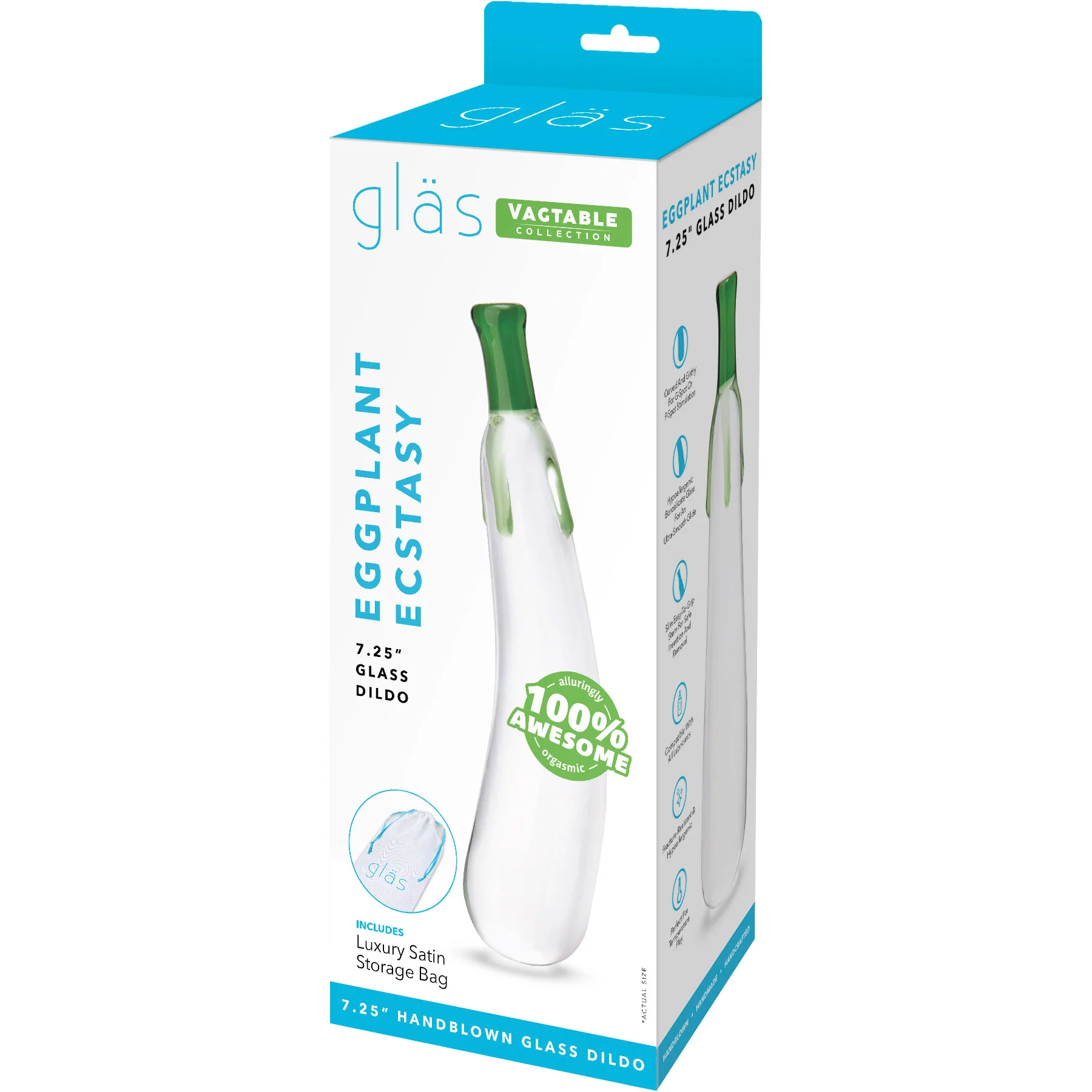 Gläs Eggplant Ecstasy 7.25" Glass Dildo - Image 6