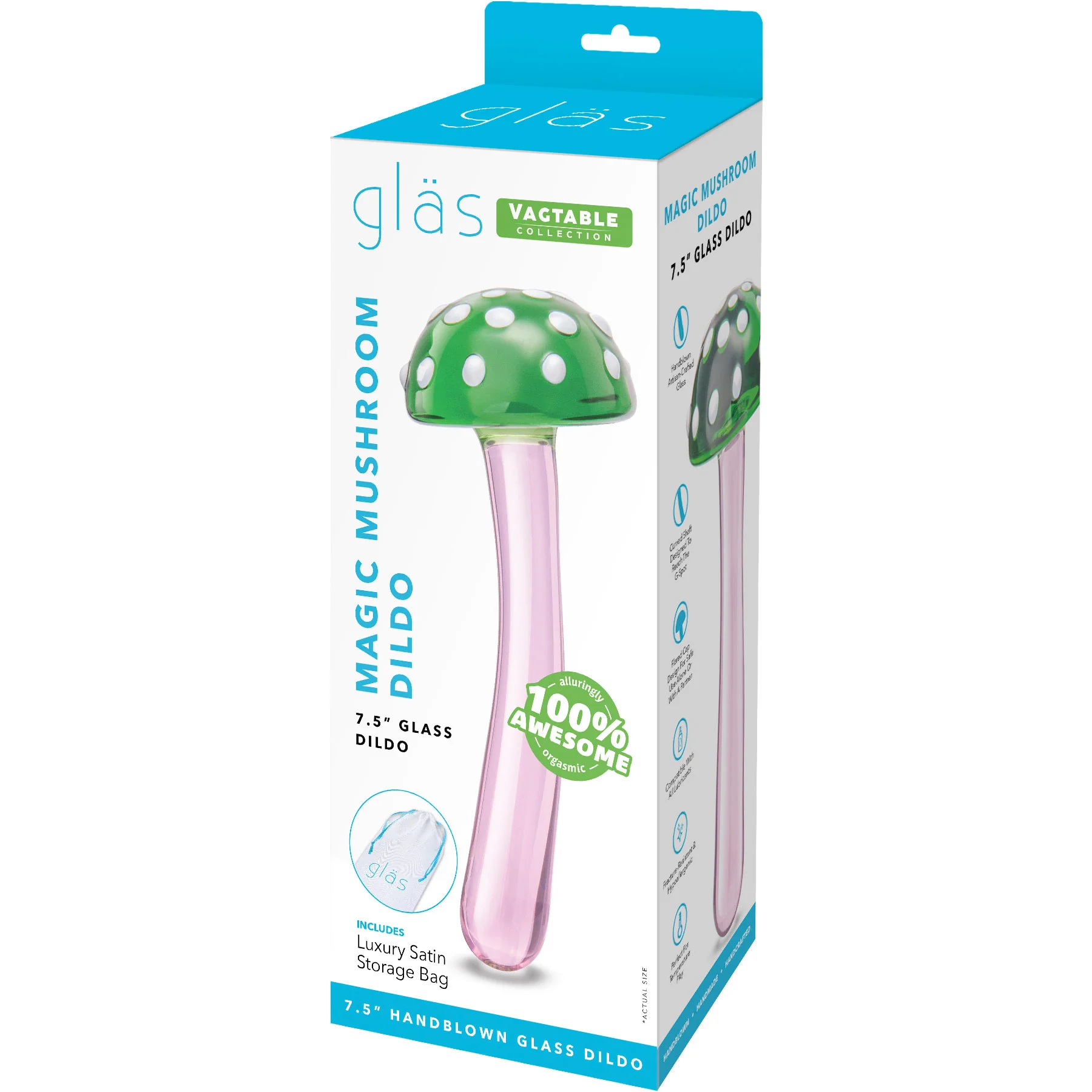 Gläs Magic Mushroom Dildo 7.5" Glass Dildo - Image 6