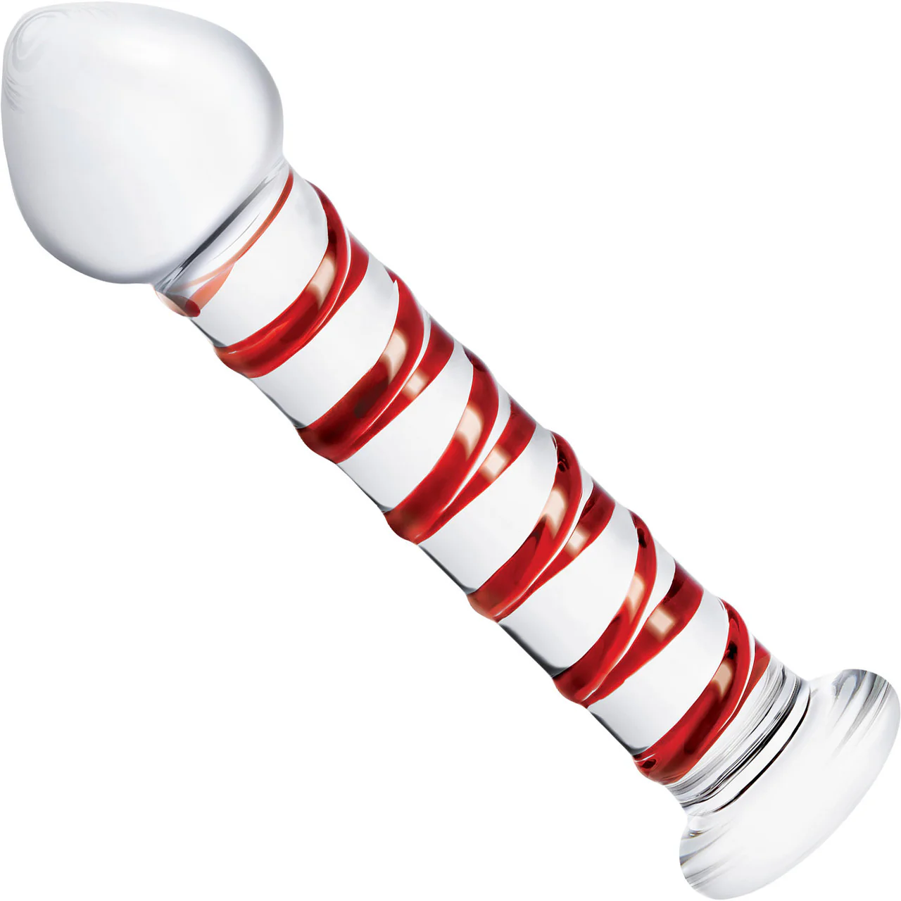 Gläs Mr. Swirly 8" Ribbed Glass Dildo - Clear & Red - Image 2