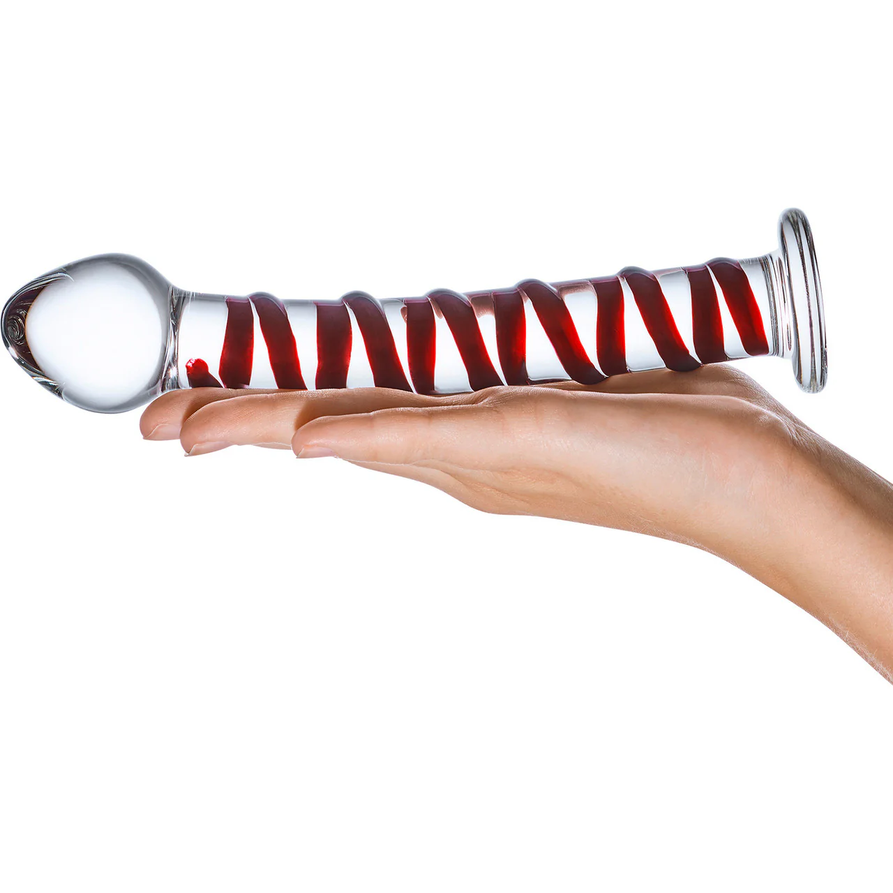 Gläs Mr. Swirly Glass Dildo - Red & Clear - Image 4