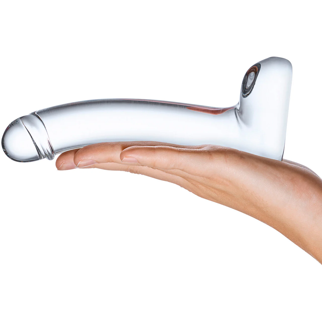 Gläs Realistic Curved Glass G-Spot Dildo - Clear - Image 3