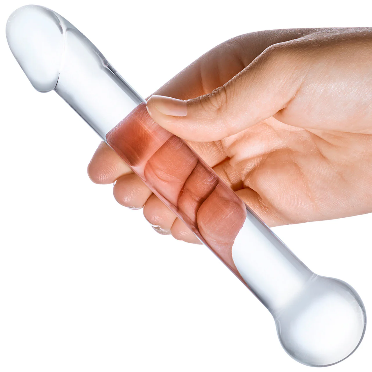 Gläs Realistic Head Glass Dildo - Clear - Image 3