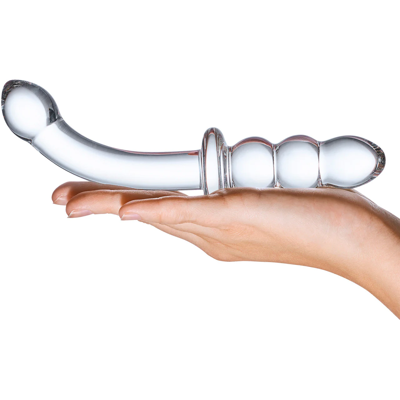 Gläs Ribbed G-Spot Glass Dildo - Clear - Image 3