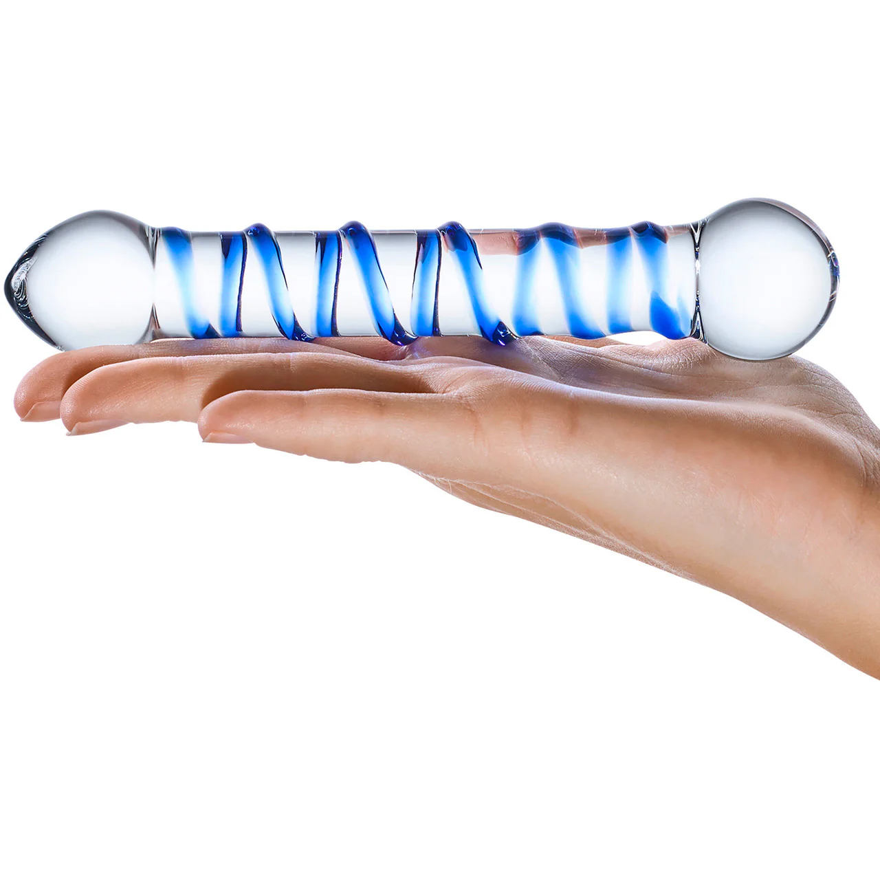 Gläs Spiral Glass Dildo - Clear & Blue - Image 4