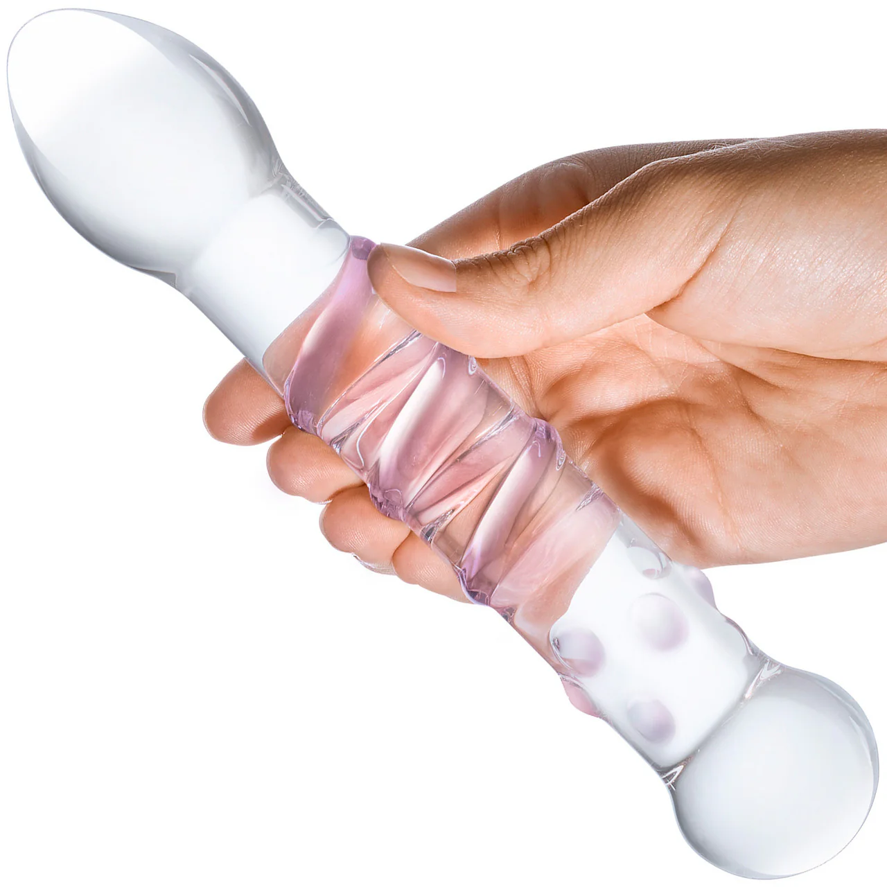 Gläs Spiral Staircase Full Tip Glass Dildo - Pink & Clear - Image 3