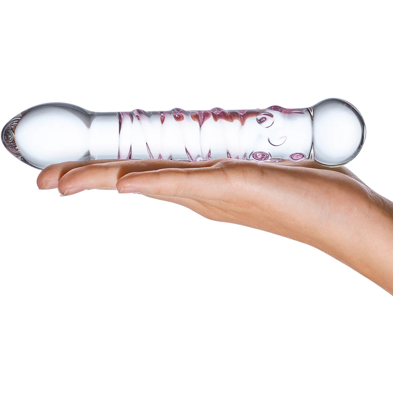 Gläs Spiral Staircase Full Tip Glass Dildo - Pink & Clear - Image 4