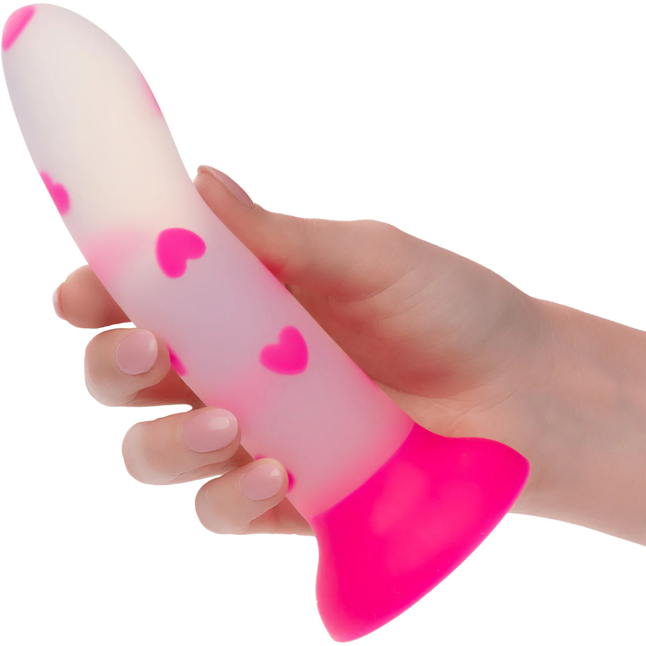 Glow Stick Heart 6" Glow In The Dark Silicone Suction Cup Dildo By CalExotics - Image 4