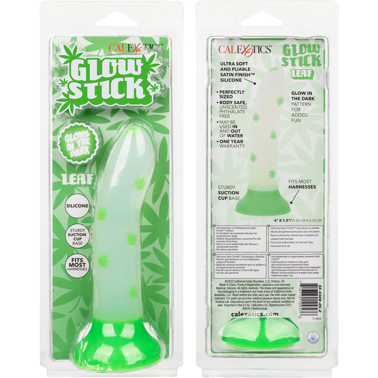 Glow Stick Leaf 6" Glow In The Dark Silicone Suction Cup Dildo By CalExotics - Image 10