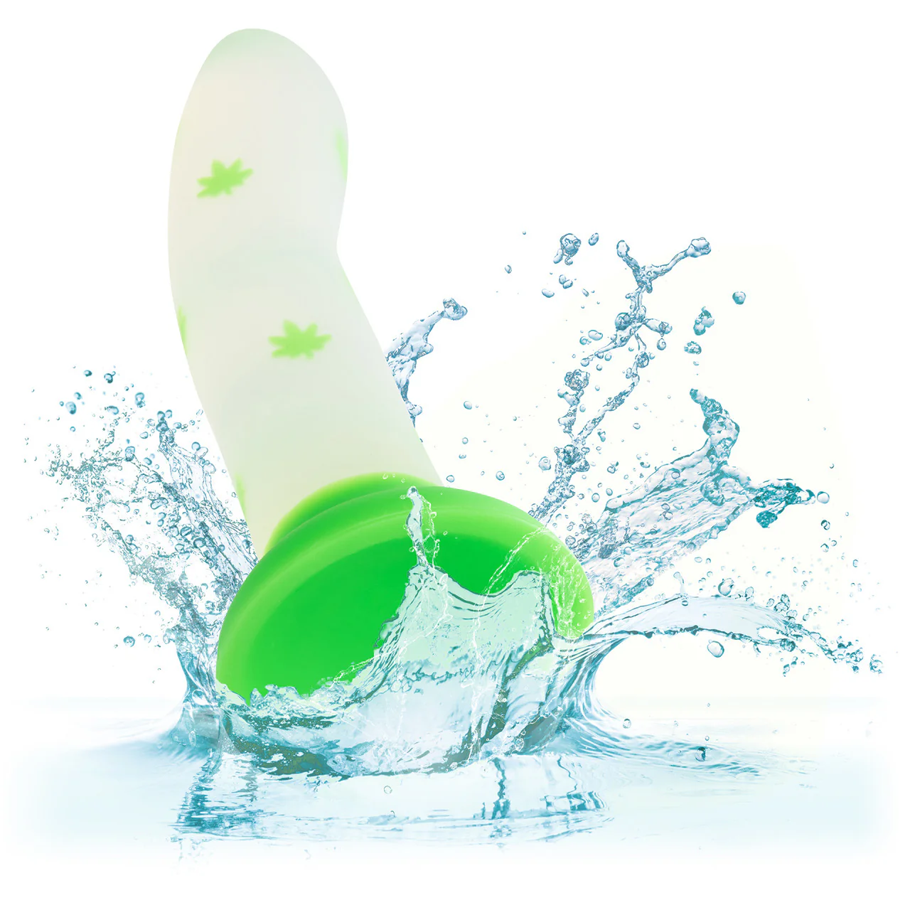 Glow Stick Leaf 6" Glow In The Dark Silicone Suction Cup Dildo By CalExotics - Image 8