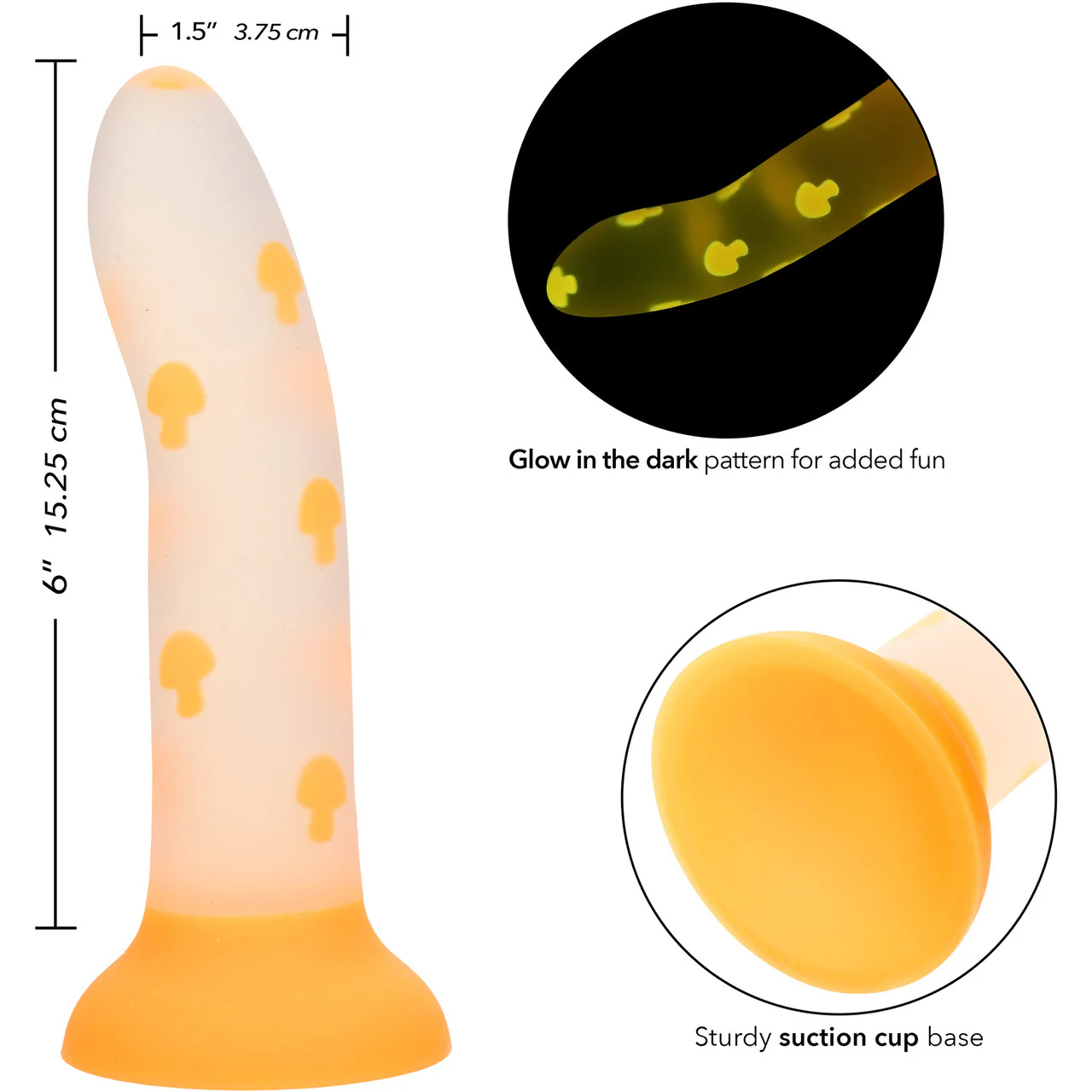 Glow Stick Mushroom 6" Glow In The Dark Silicone Suction Cup Dildo By CalExotics - Image 9