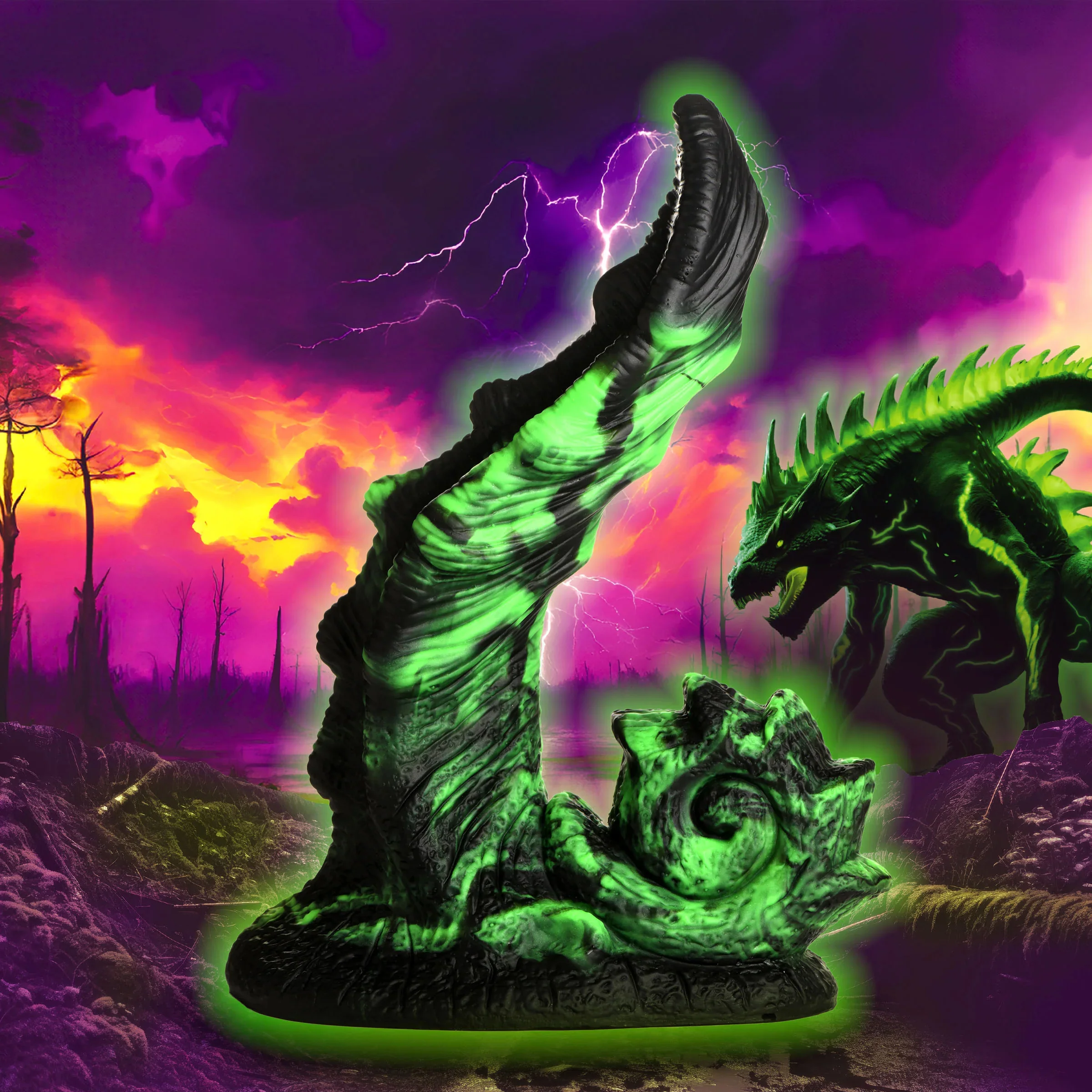 Glowzilla Glow-in-the-Dark 7.8" Silicone Suction Cup Dildo By Creature Cocks - Image 11
