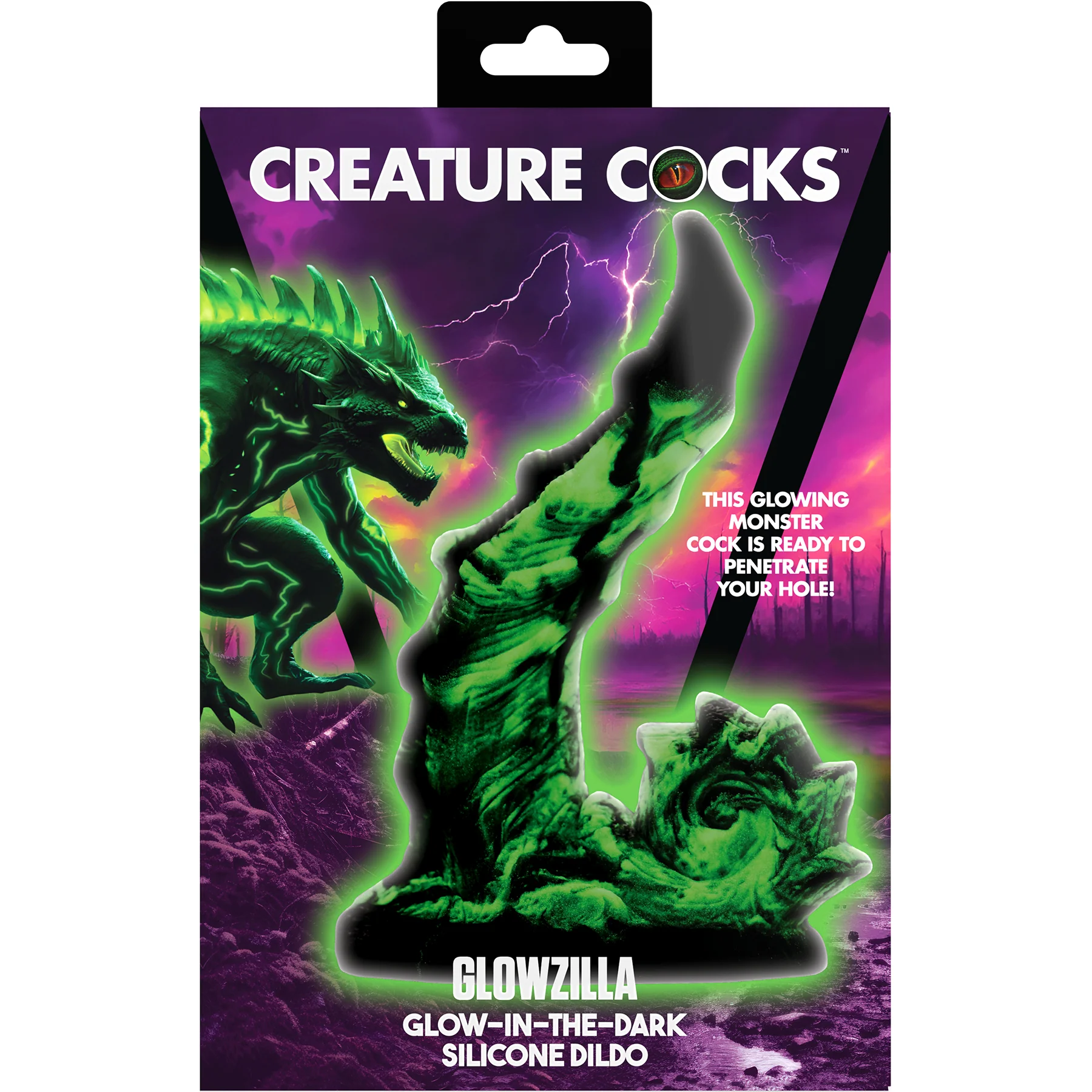 Glowzilla Glow-in-the-Dark 7.8" Silicone Suction Cup Dildo By Creature Cocks - Image 14