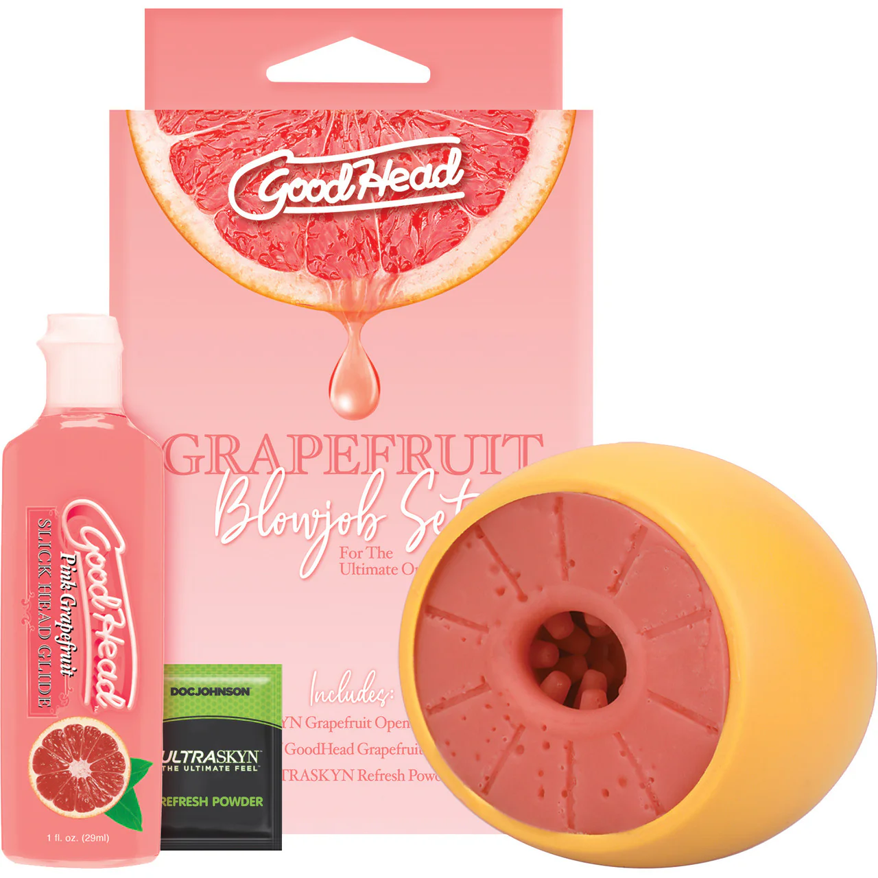 GoodHead Grapefruit Blowjob Set With Stroker & Slick Head Glide By Doc Johnson - Image 5