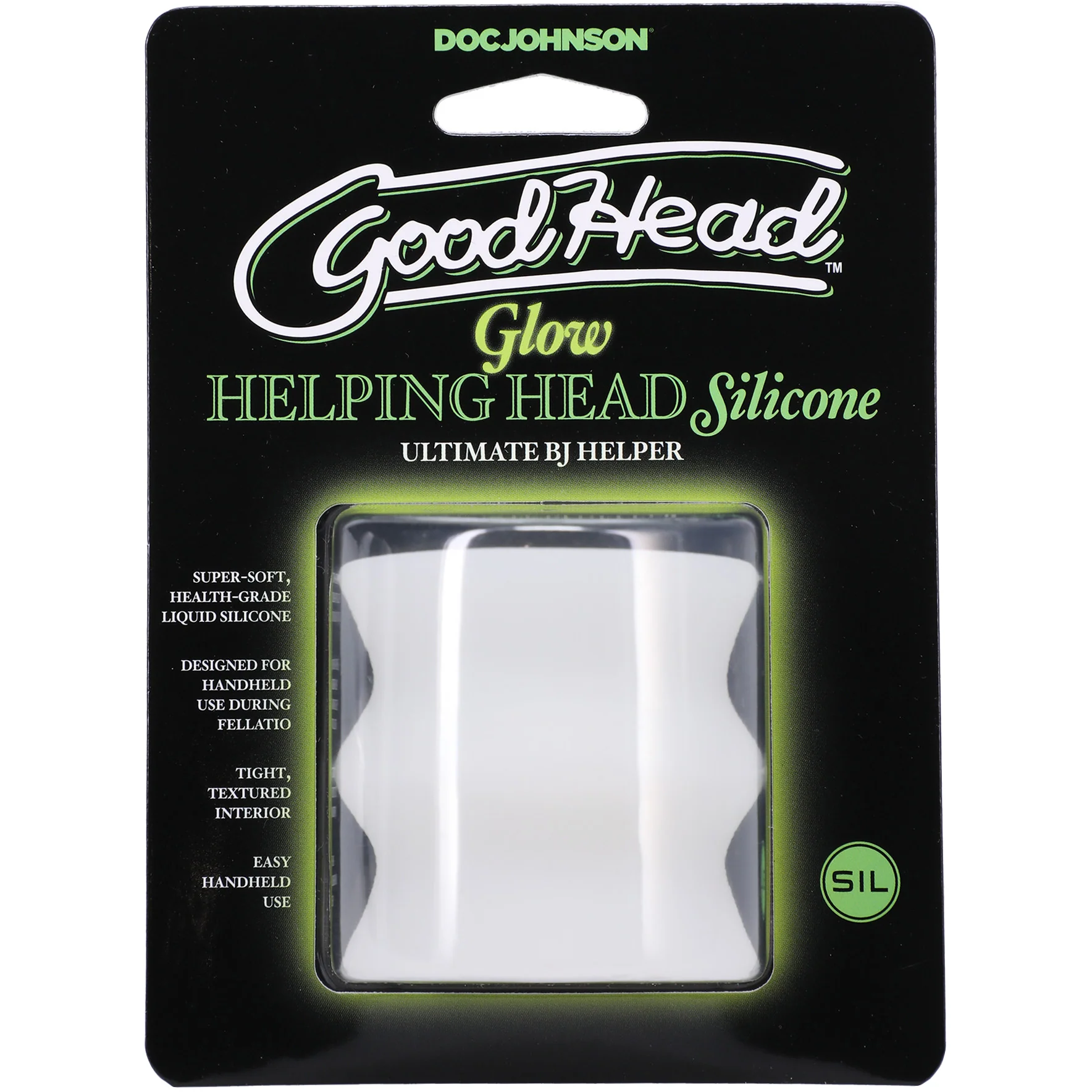 GoodHead Helping Head Silicone Stroker By Doc Johnson - Glow In The Dark - Image 4