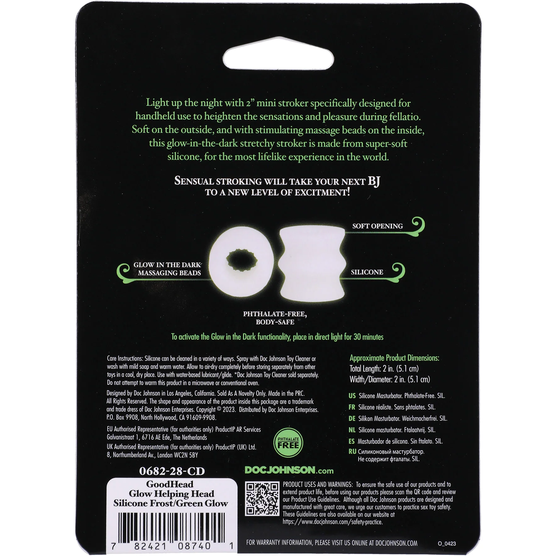 GoodHead Helping Head Silicone Stroker By Doc Johnson - Glow In The Dark - Image 5