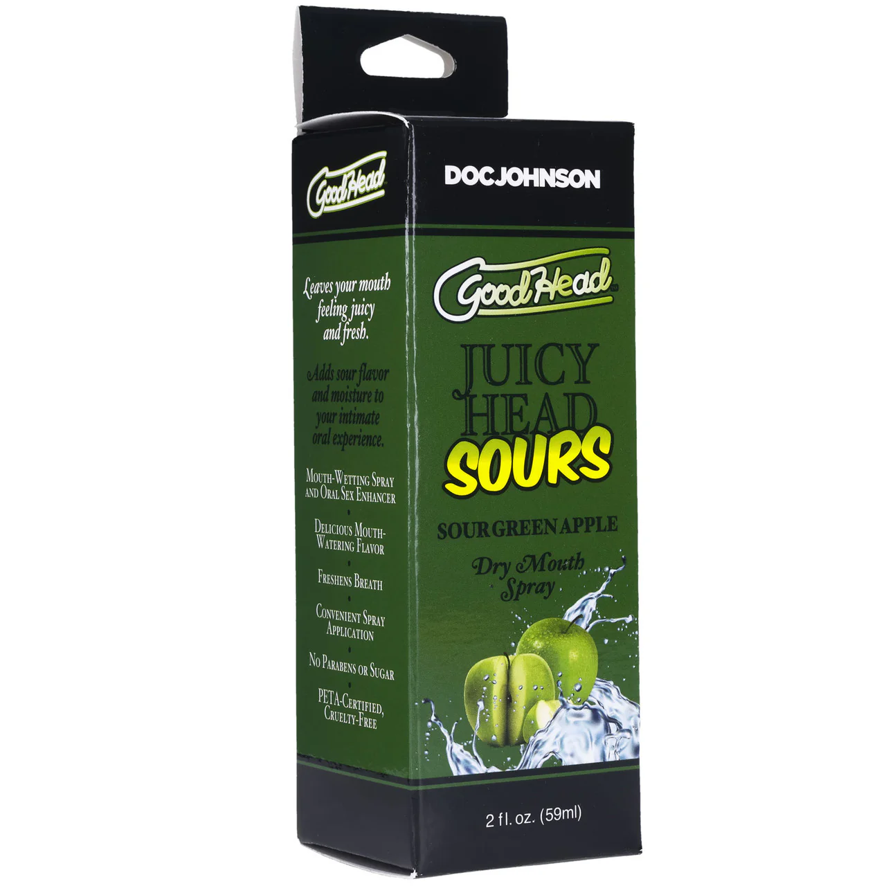GoodHead Juicy Head Sours Dry Mouth Spray 2 oz By Doc Johnson - Sour Green Apple - Image 2