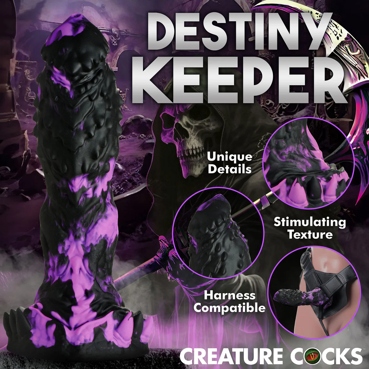 Grim 7.75" Silicone Suction Cup Dildo By Creature Cocks - Image 10