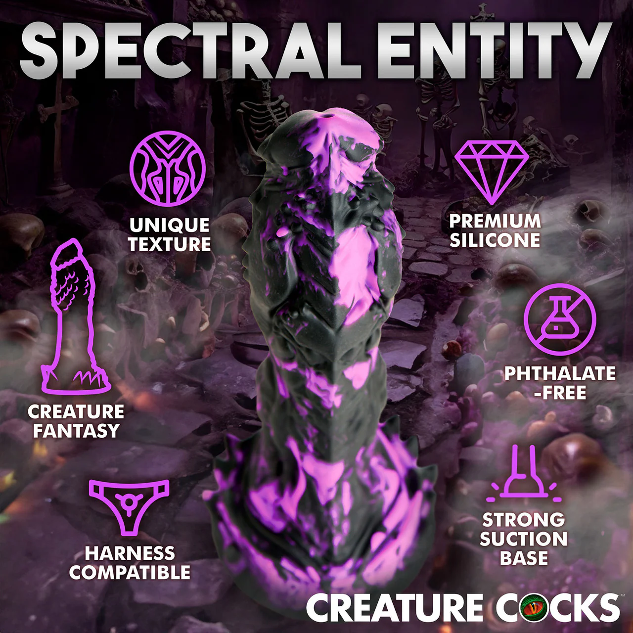 Grim 7.75" Silicone Suction Cup Dildo By Creature Cocks - Image 7