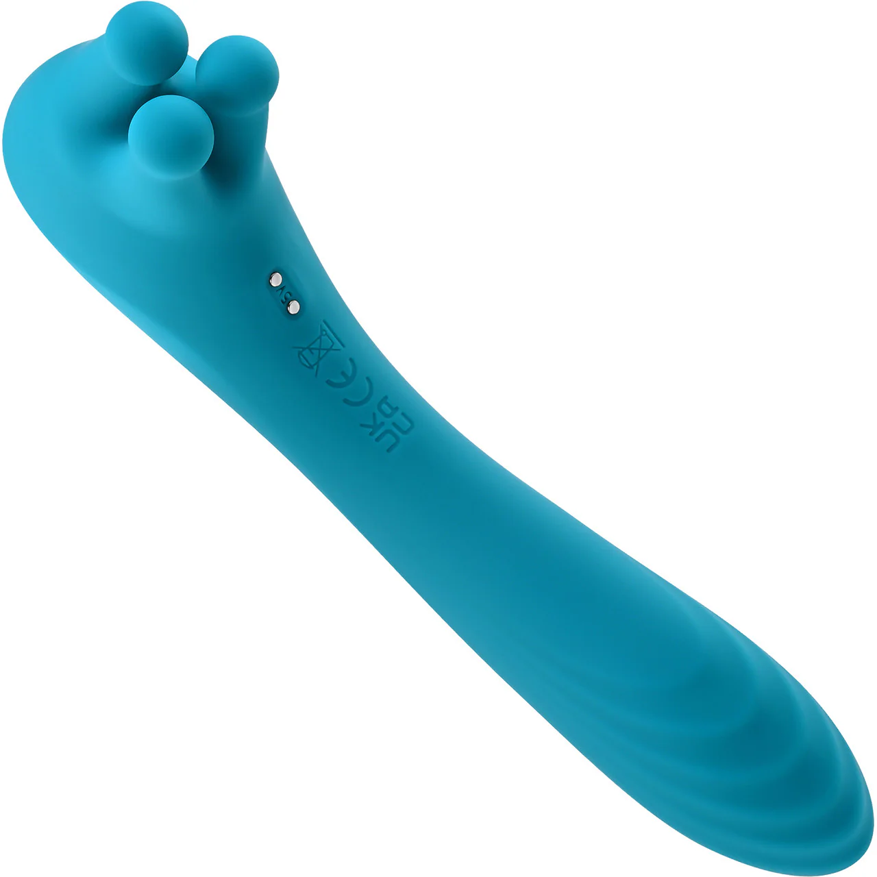Heads Or Tails Silicone Rechargeable Waterproof Dual Stimulation Vibrator By Evolved Novelties - Teal - Image 2
