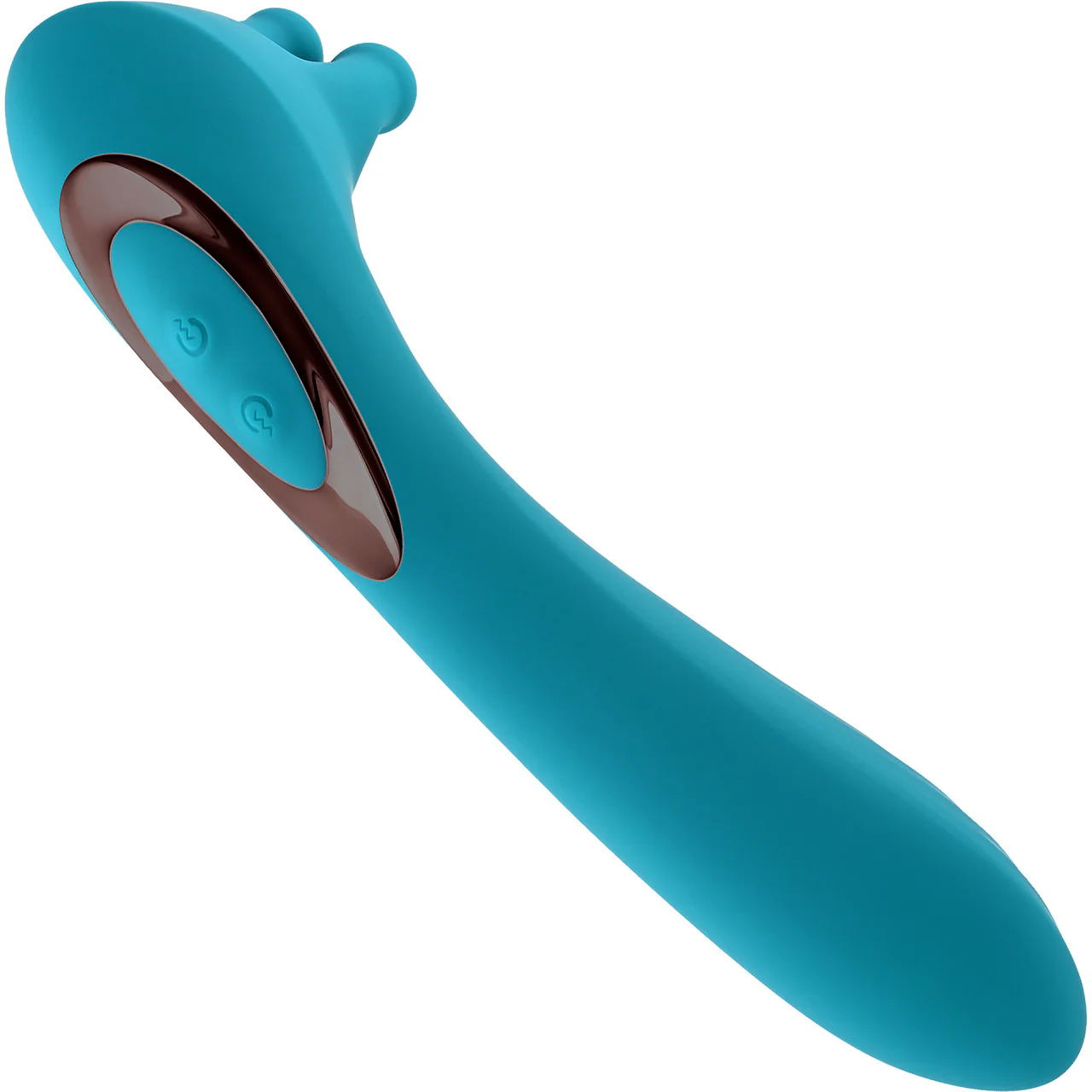 Heads Or Tails Silicone Rechargeable Waterproof Dual Stimulation Vibrator By Evolved Novelties - Teal - Image 4
