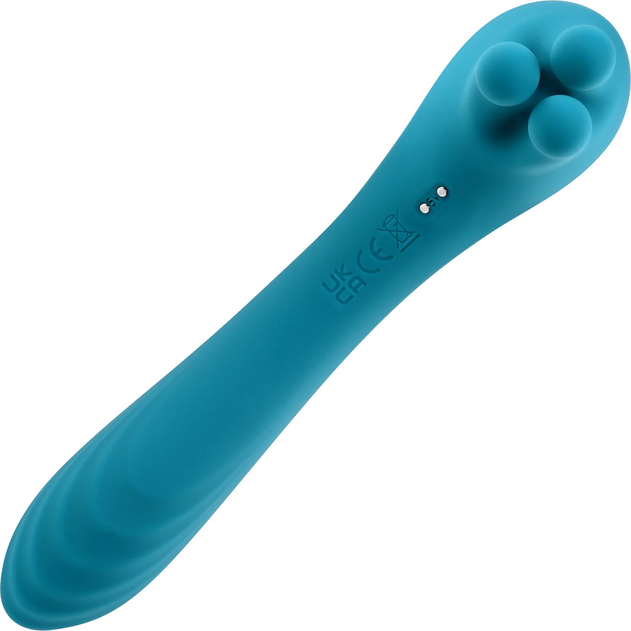 Heads Or Tails Silicone Rechargeable Waterproof Dual Stimulation Vibrator By Evolved Novelties - Teal - Image 5
