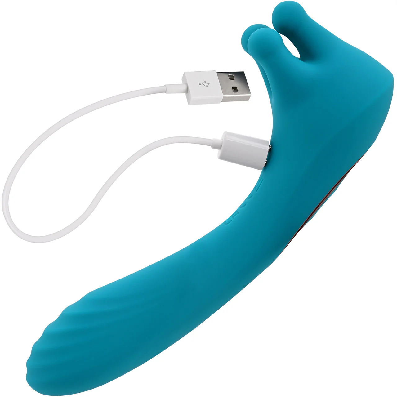 Heads Or Tails Silicone Rechargeable Waterproof Dual Stimulation Vibrator By Evolved Novelties - Teal - Image 7