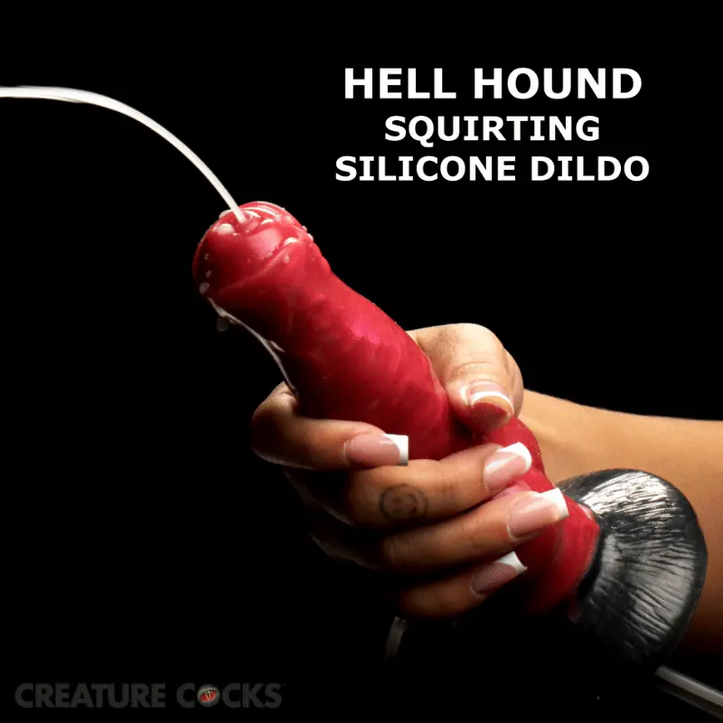 Hell Hound 7.8" Squirting Silicone Suction Cup Dildo By Creature Cocks - Image 2